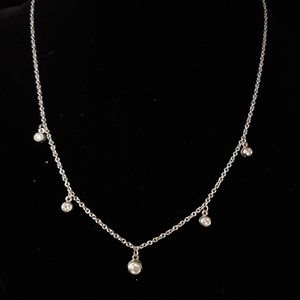 16" 14k white gold necklace with diamonds